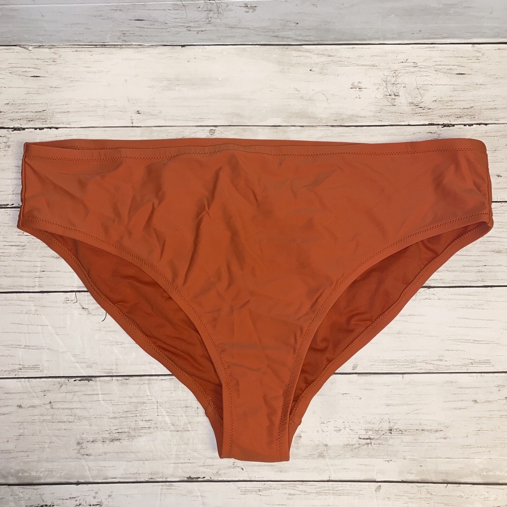 Kona Sol Bikini Bottom Womens 20W 22W Orange‎ Solid Plus Swim NEW Target